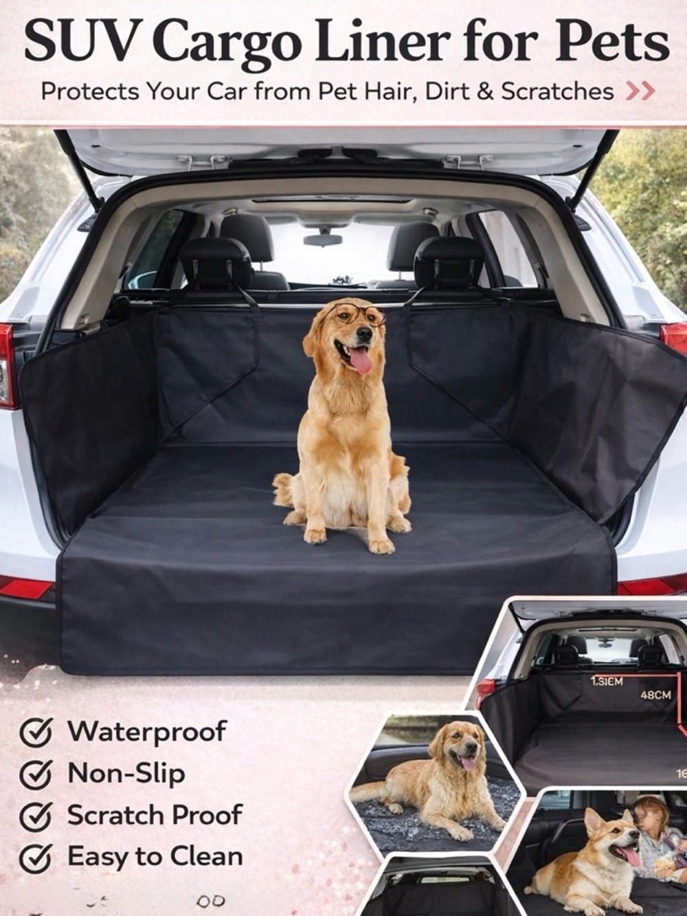 NEW Brown SUV Pet Cargo Liner Waterproof 130x43x160cm